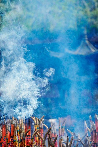 Burning incense in Chinese temple