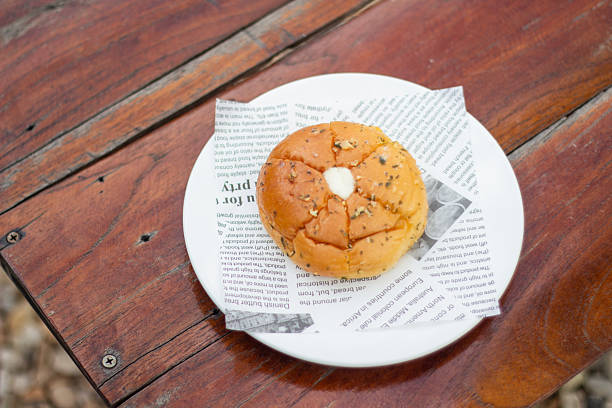 Close-up of Cream cheese garlic bread in plate