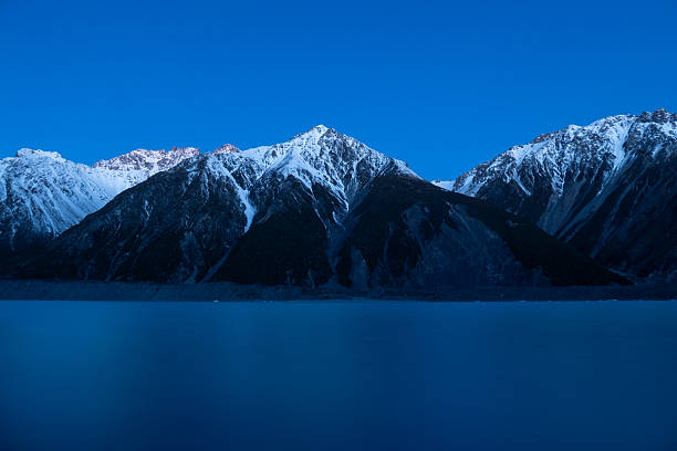 Tasman Lake and surrounding mountains forming part of the Mt Cook Range in the southern alps of the South Island. This image was achieved with a 40 second exposure and was taken on a cold and windy evening after sunset on 11 September 2025.