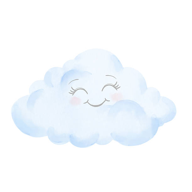 istock The fluffy cloud is squinting and smiling. Digital watercolor illustration. a child's cloud, isolated on a white background. For postcards, children's books, invitations and textile printing 2234821135