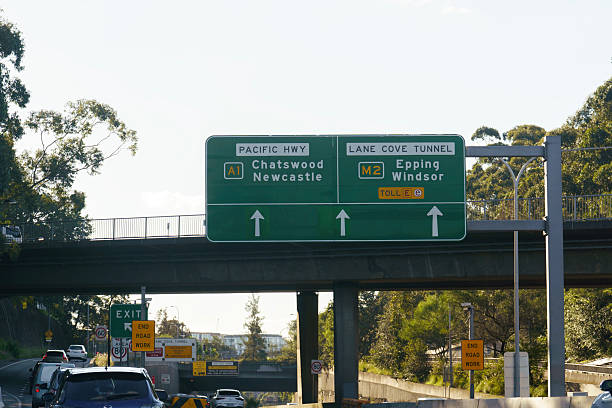 Sydney, Australia, 2025, May 24- Road signs above the road