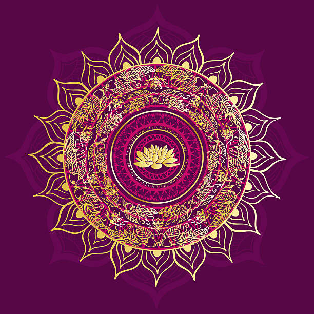istock Golden Lotus Mandala on Purple Background 2234824613