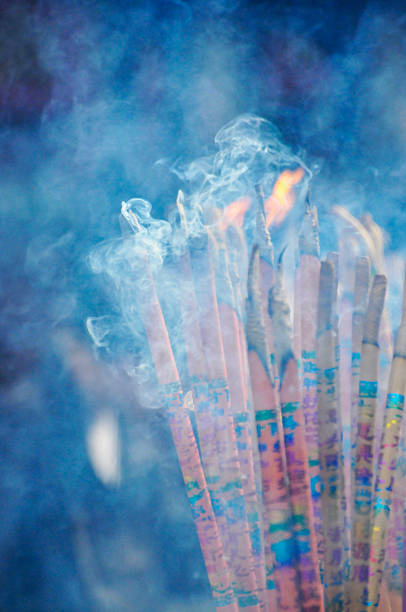 Burning incense in Chinese temple