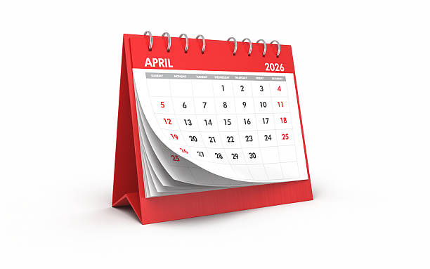 istock April 2026 Desktop Calendar, Desk Calendar Object + Shadow Clipping Path 2234825280