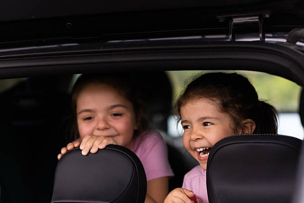 istock Two cheerful sisters enjoying a car trip from the trunk 2234835943