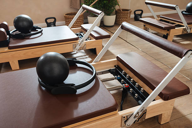 istock Pilates reformer with ball and baskets in studio 2234843262