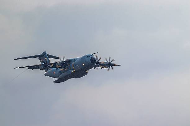 Hechtel-Eksel, Belgium – September 11, 2022: Hechtel-Eksel 09.11.2022 Airbus A400M in flight during the Sanicole International Airshow