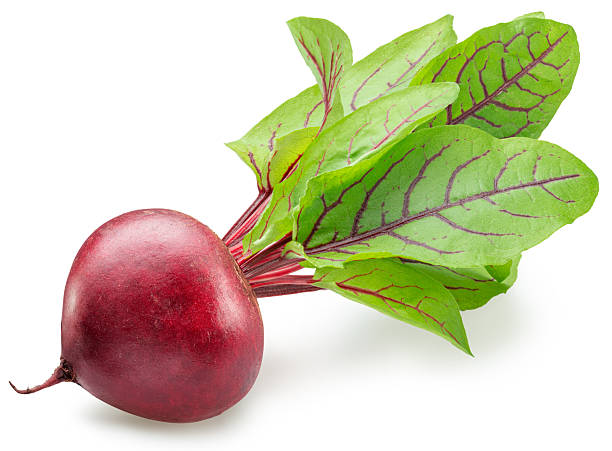Red beetroot with beet leaves isolated on a white background. Clipping path.