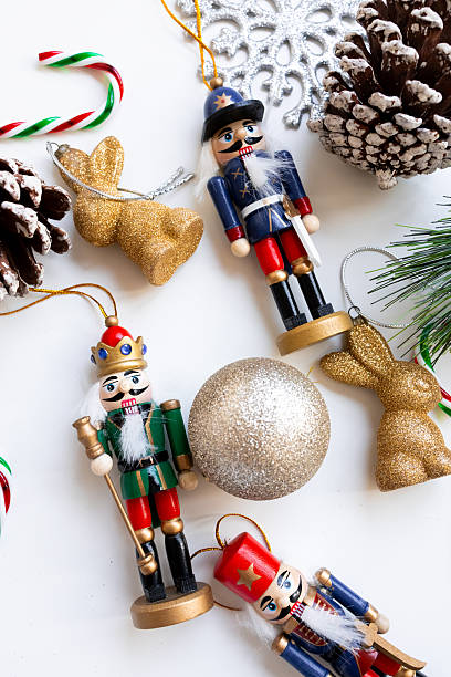 istock Festive nutcracker display with holiday decorations and glittering ornaments 2234851137