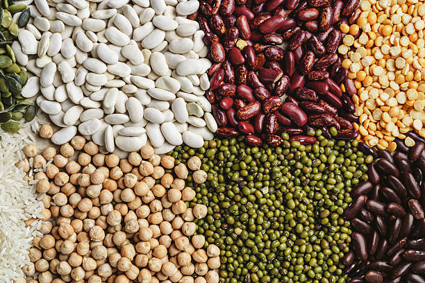 Heap of beans. Raw beans texture background.