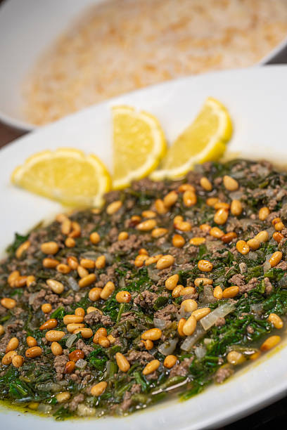 istock Spinach or Sabanekh with chicken a Mediterranean dish served with rice 2234854023