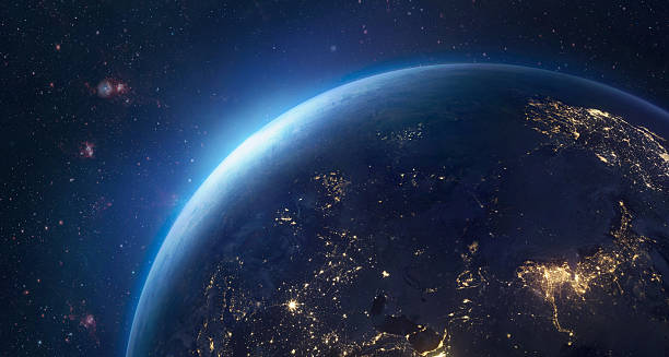 istock Planet Earth at night in outer dark space. Earth globe on deep starry background. Space landscape. Elements of this image furnished by NASA. Photo collage. Not AI content 2234857458