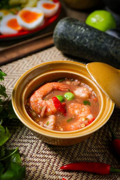 istock Thai  Spicy shrimp paste dip  in brown bowl 2234861804