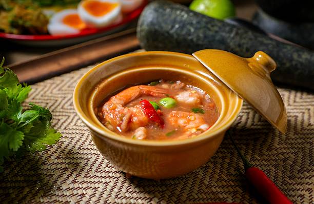 istock Thai  Spicy shrimp paste dip  in brown bowl 2234861828