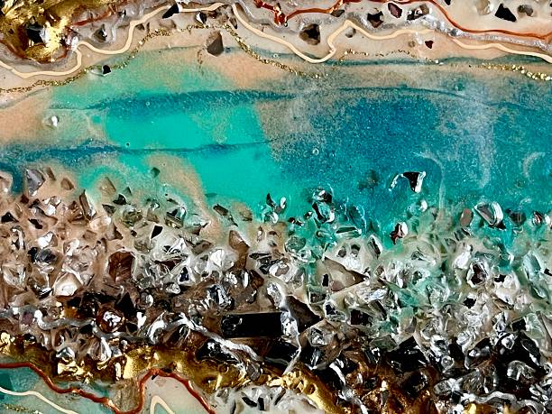 istock Turquoise with gold background, epoxy texture, beige background with gold. 2234869162
