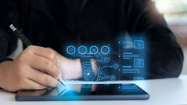 istock E-learning and digital education concept with a student using a tablet and stylus, online knowledge management system, artificial intelligence learning, and modern technology innovation. 2234869777