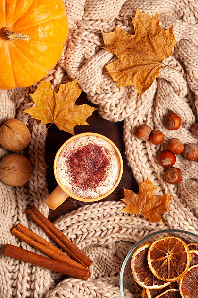 istock Cozy autumn composition with coffee, nuts, pumpkin, cinnamon 2234874691