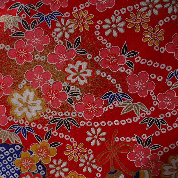 istock Traditional Japanese Floral Pattern on Red Background 2234892531