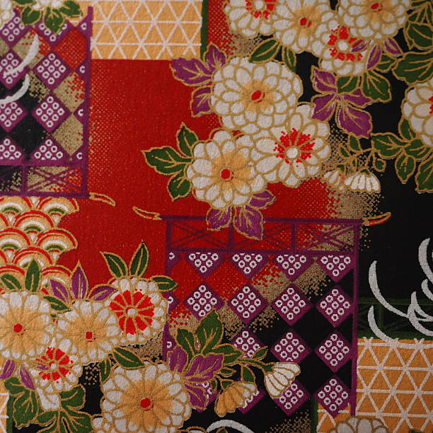istock Traditional Japanese Textile Pattern with Flowers and Geometric Designs 2234892554
