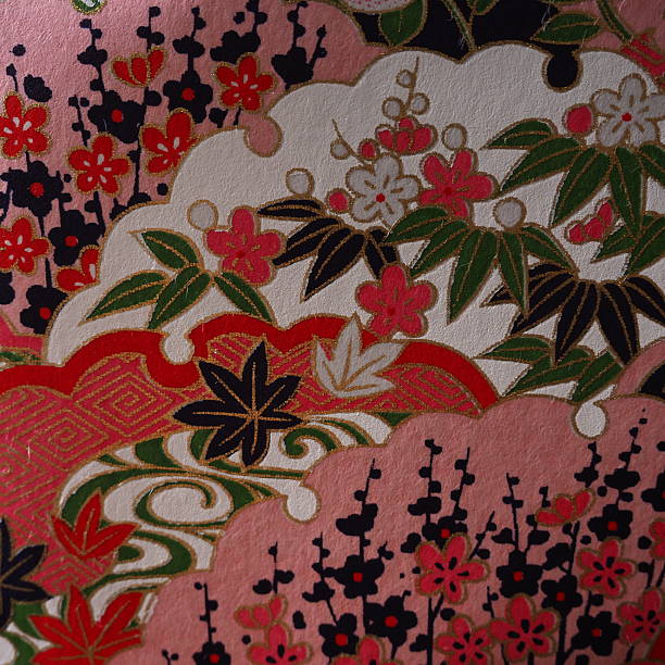 istock Traditional Japanese Textile Pattern with Sakura and Maple Motifs 2234892583