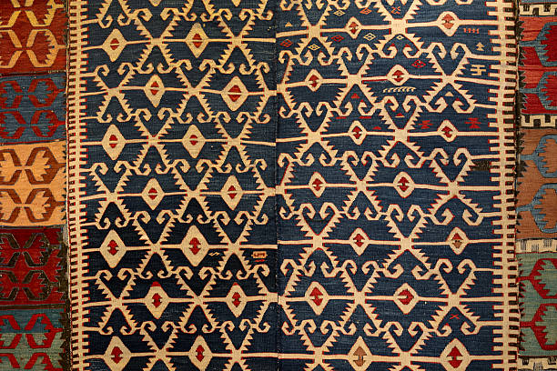 istock Dark blue Anatolian kilim with diamond motifs 2234896329