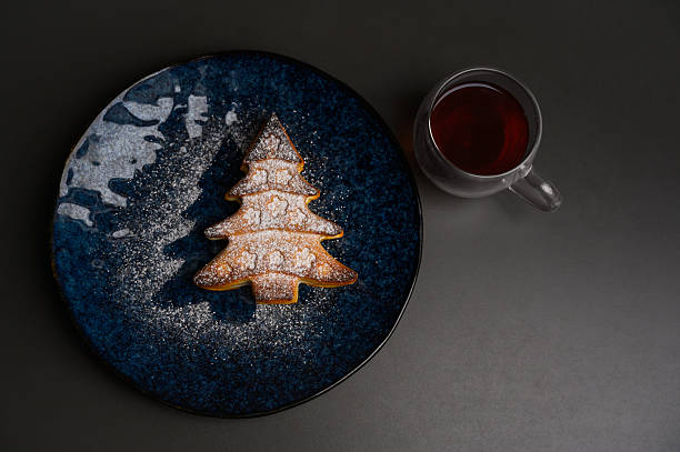 New Year Winter Pastry Christmas Cookie Served with Herbal Tea