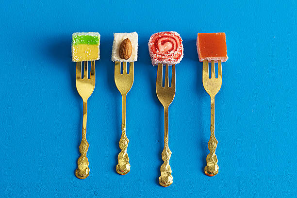 istock Square shaped turkish delight lokum sweets close up 2234904276