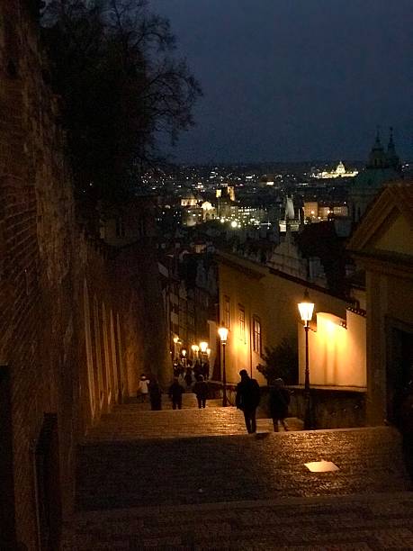 istock Lantern-Lit Stairway with Night View of Prague Skyline 2234906966