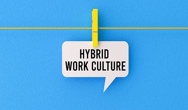 istock Hybrid Work Culture text message on hanging speech bubble. 2234910621