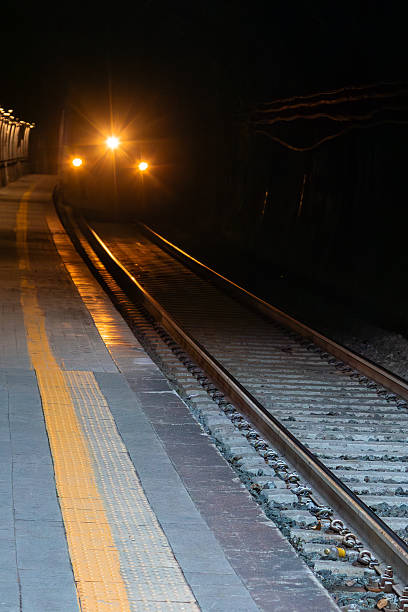istock Train Lights In Tunnel Viewed from Platform Cinque Terre Italy Day 2234918278