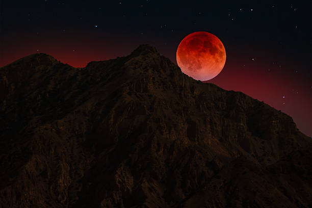 istock Bloody Red moon, lunar eclipse over the mountain. 2234922430