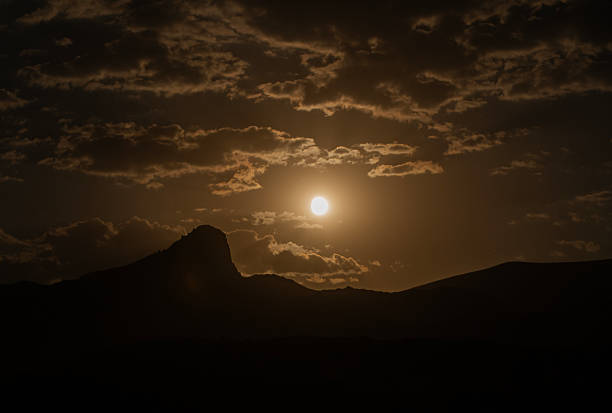 istock Bloody Red moon, lunar eclipse over the mountain. 2234922434