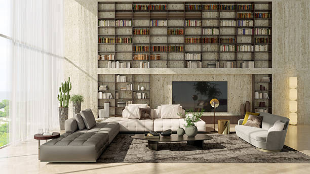 istock Large luxury modern bright interiors Living room mockup illustration 3D rendering image 2234922759