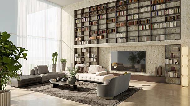 istock Large luxury modern bright interiors Living room mockup illustration 3D rendering image 2234922845