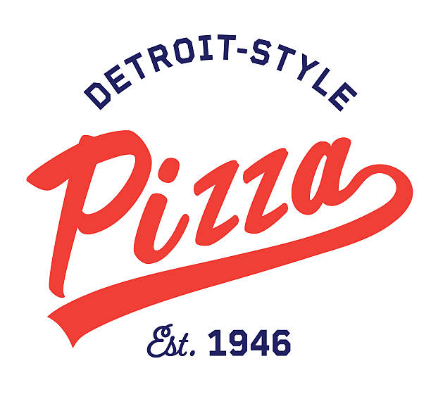 Vector illustration of a Retro Detroit-style Pizza logo typography design. All fonts outlined or expanded. Vector eps and high resolution jpg.
