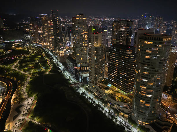 istock Drone footage of illuminated Santa Fe zone at night 2234955507