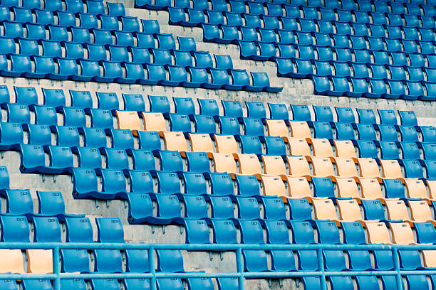 istock blue and yellow plastic seat in sport stadium 2234955516