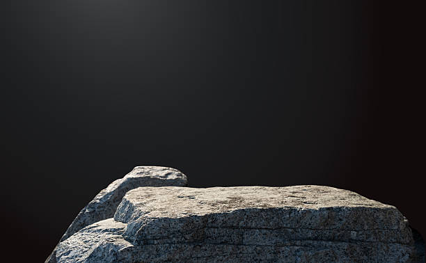 istock Granite stone surface with dark gradient background for product display. Studio wall room with stand pedestal mockup scene,Minimal presentation with rock backdrop,Concept of geology design backdrop 2234964152