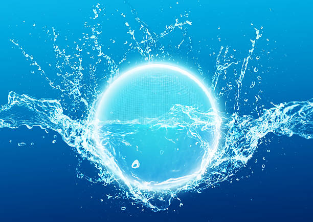 A little boy jumps into the blue,clear water in a swimming pool for cool in a hot summer day. Hello summer holidays - boy jumping in swimming poo