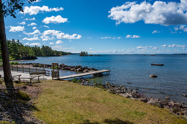 istock Overlooking bathing area with jetty and floating jetty in lake 2234971963