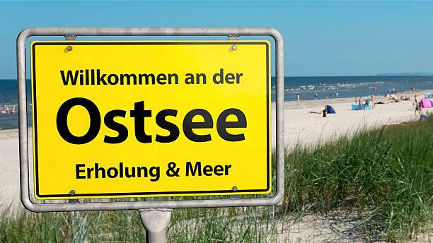 Town sign with German text: Willkommen an der Ostsee (Welcome to the Baltic Sea)