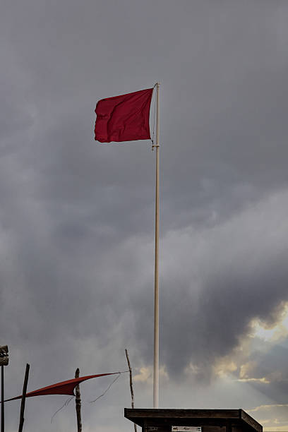 istock Red flags indicate swimming is prohibited during a storm 2234975007