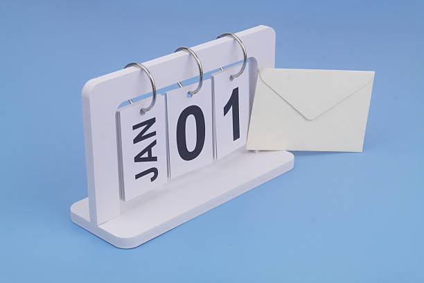 istock January, 1 on calendar and envelope 2234982171