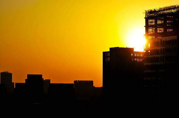 City background in sunset