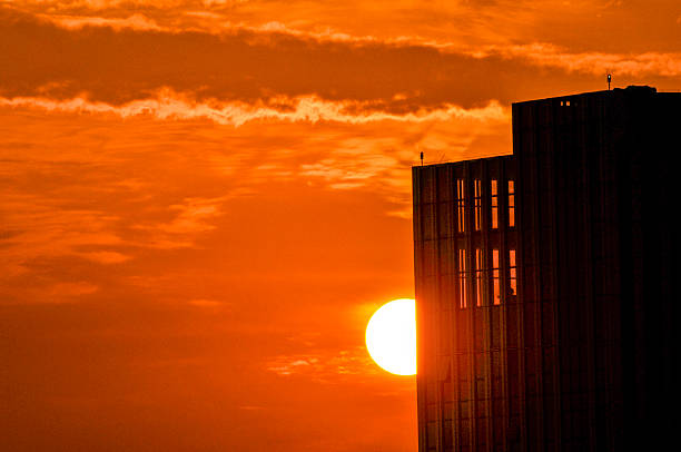 City background in sunset
