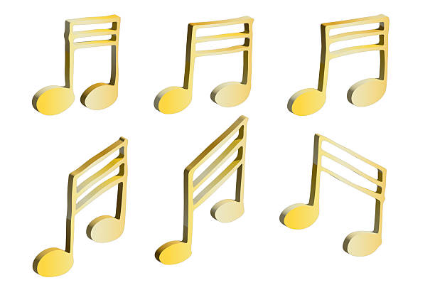 istock Set of 3d music note. Hand drawn musical symbol. Elements for print, web, design, decor, logo 2234985876