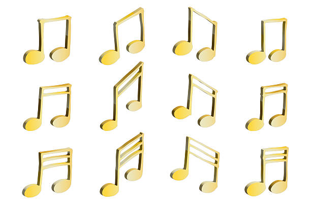 istock Set of 3d music note. Hand drawn musical symbol. Elements for print, web, design, decor, logo 2234985885