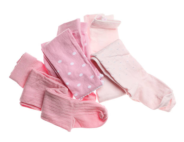 istock Pink child's tights isolated on white, top view 2234993087