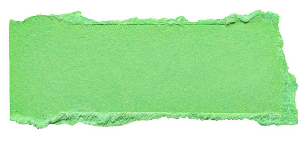 istock Isolated torn piece of blank green paper note cardboard with rough texture and copy space for text on white background design element 2234998824