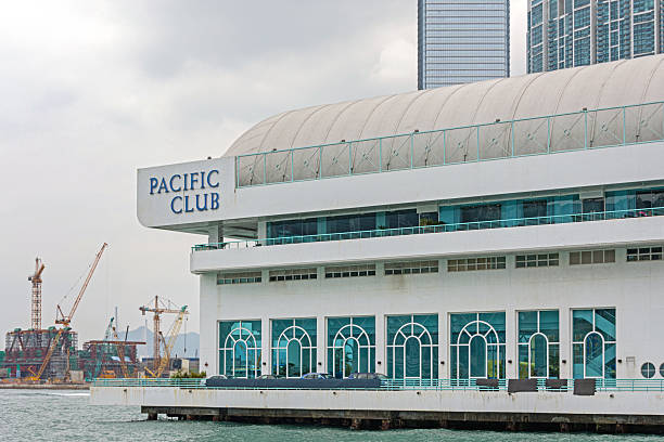 Hong Kong, China - April 28, 2017: Large White Building Pacific Club Harbour City Canton Road Tsim Sha Tsui Kowloon.